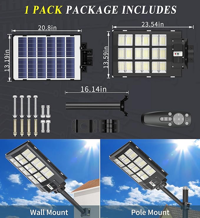 Gefolly SL-3600W Solar Street Lights Outdoor, 360000LM Commercial Parking Lot - Image 6