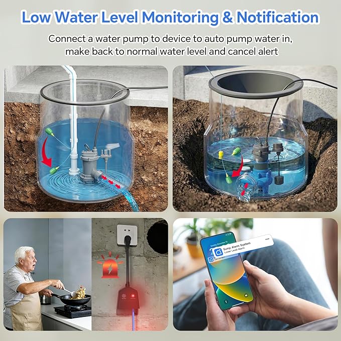 Sump Pump Alarm WiFi, Smart High/Low Water Level Alarm, Free App Notification & - Image 5