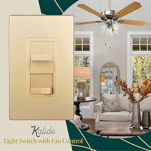 TOPGREENER Kalide Light Switch and 3-Speed Ceiling Fan Control Combo, in Wall - Image 2