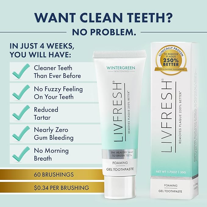 LIVFRESH Toothpaste Gel, Clinically Proven to Remove Plaque 250% Better - Image 6