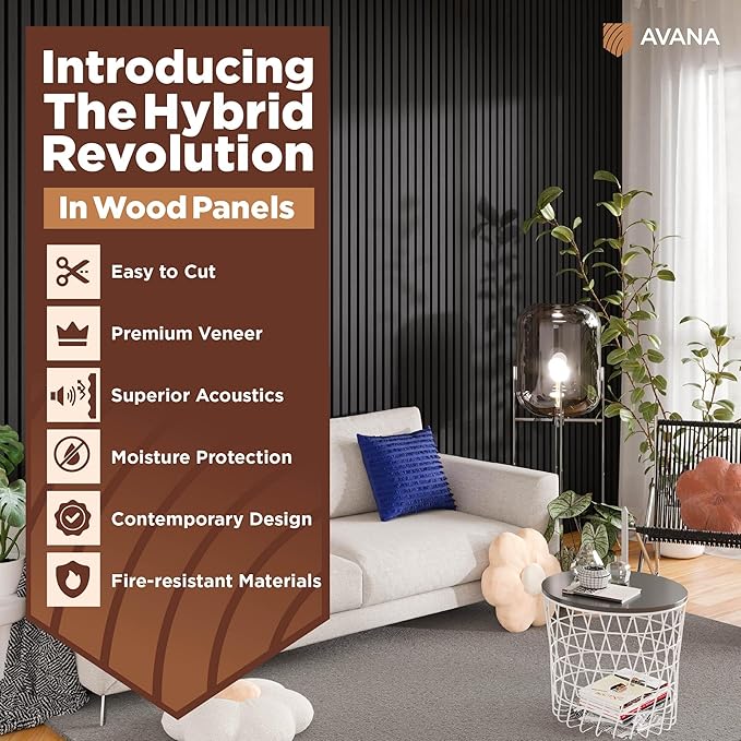 Avana Acoustic Wood Wall Panels – 94.4 x 12.6 Inch Black Oak Acoustic Panels 2 - Image 2