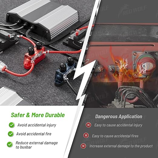 RED WOLF 2PCs 3/8" M10 Small Dual Stud Bus Bar 12-48 V Power Distribution Block - Image 4