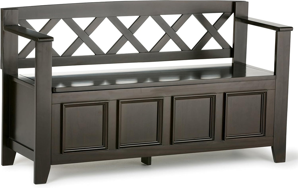 simplihome amherst 48" wide solid wood storage bench, main product view