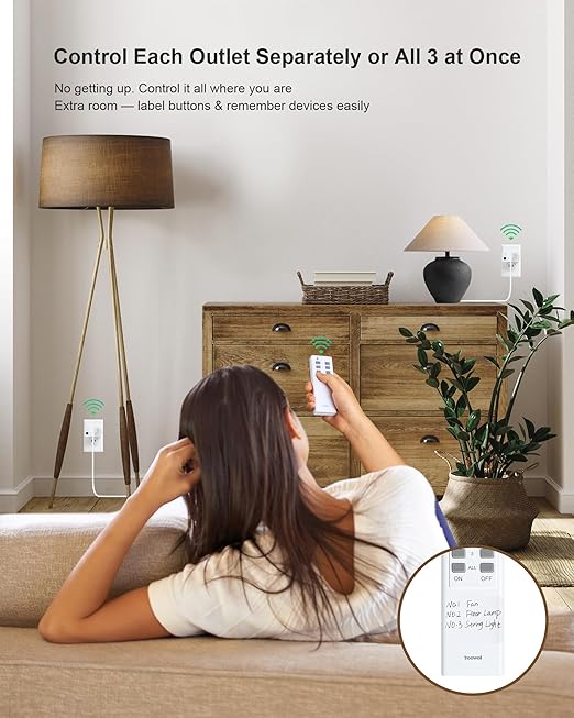 Remote Control Outlet, 200FT Long Range Wireless Light Switch, Mini Electrical - Image 3