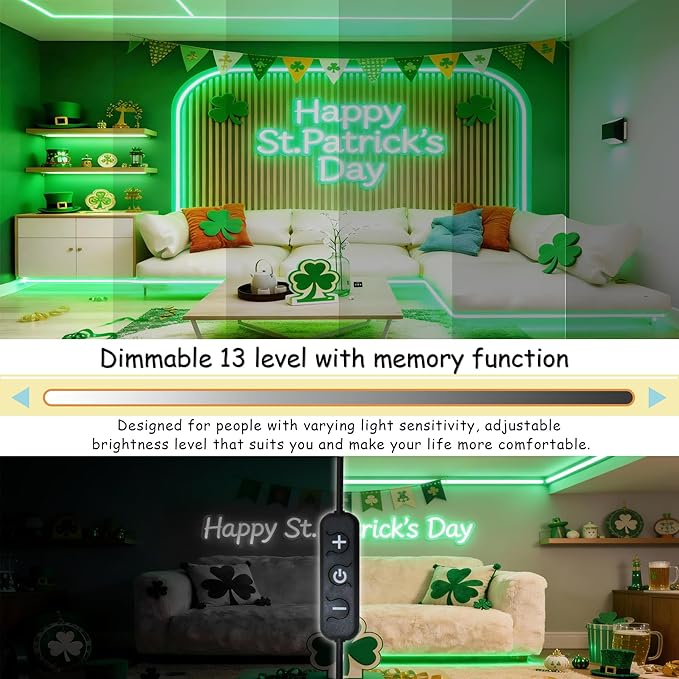 Aalnfe Green Led Lights Strip ST. Patrick's Day Decorations Indoor Rope Lights - Image 4