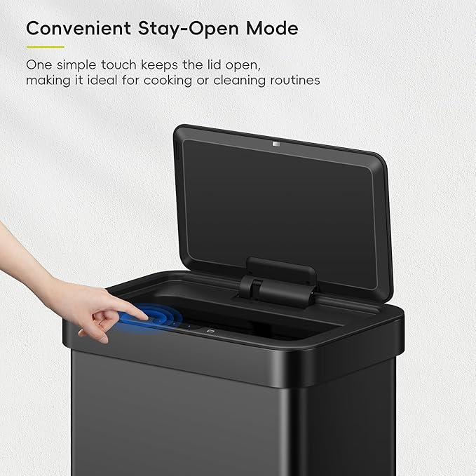 EKO EcoNova 13.2 Gallon/ 50L Automatic Sensor Kitchen Trash Can, Stainless - Image 7
