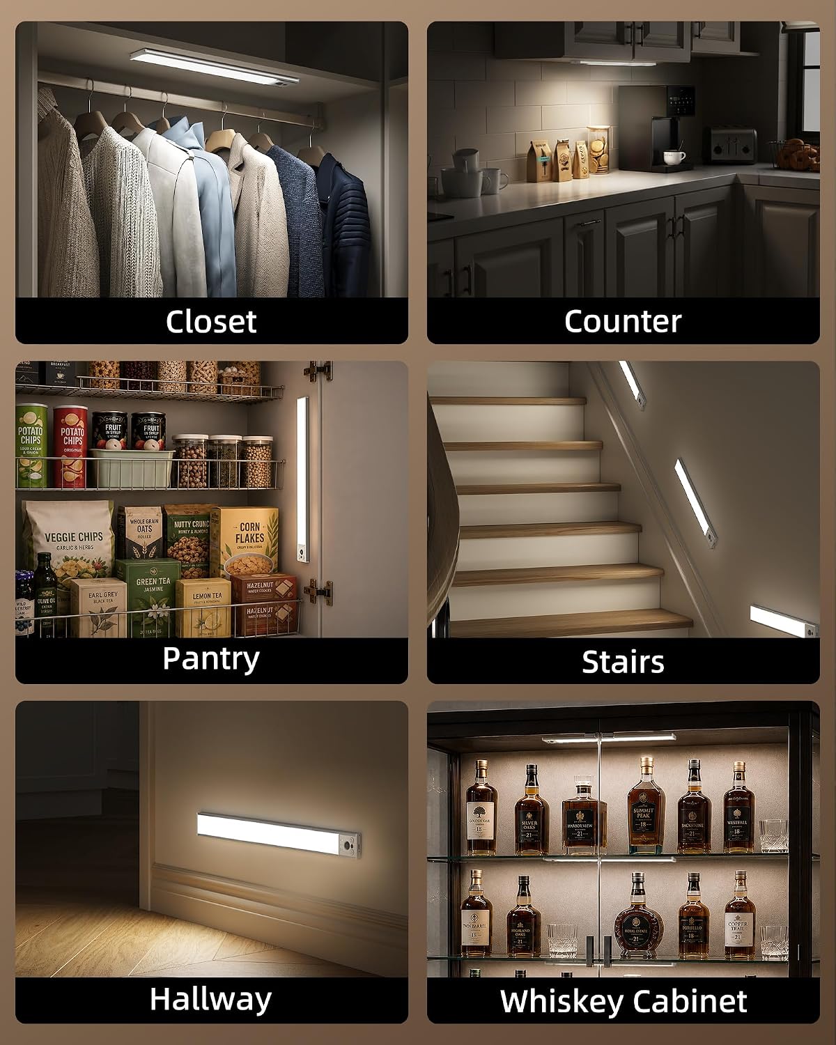 EZVALO 16.5-inch Under Cabinet Lighting, 4000mAh Rechargeable Motion Sensor Light Indoor, Magnetic Closet Lights, with Dimmable & 3 Color Temps, Wireless Under Counter Lights for Kitchen (4-Pack)