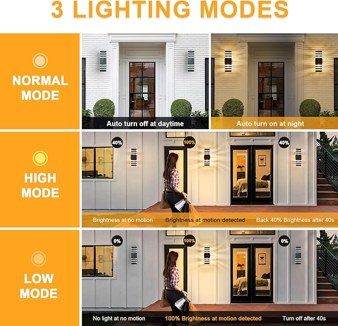 Delicavy Motion Sensor Outdoor Wall Light Fixture Up Down Porch Lights Modern - Image 2