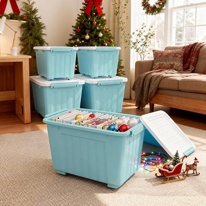 Nazhura 72 Quart Plastic Storage Bin, Stackable and Nestable Storage Boxes - Image 2