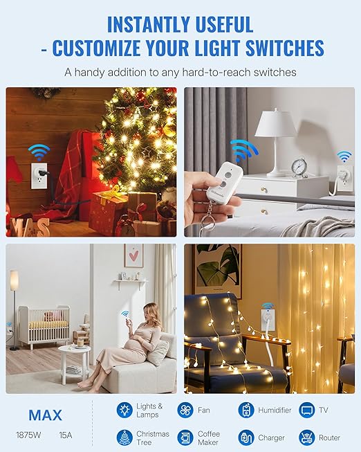 Remote Control Outlet Plug, WILAWELS Wireless Remote On Off Switch - Image 8