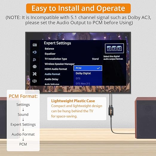 Neoteck 192kHz DAC Converter 7ft/2.1m Optical to RCA Cable SPDIF to RCA Digital - Image 5