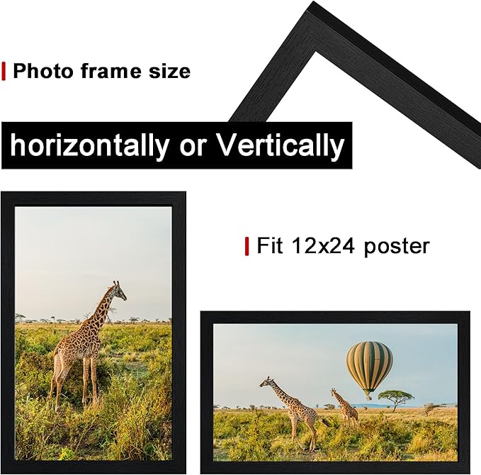 TKYGU 12x24 Picture Frame Set of 5, Wooden Frame 12x24 Wall Gallery Poster - Image 2