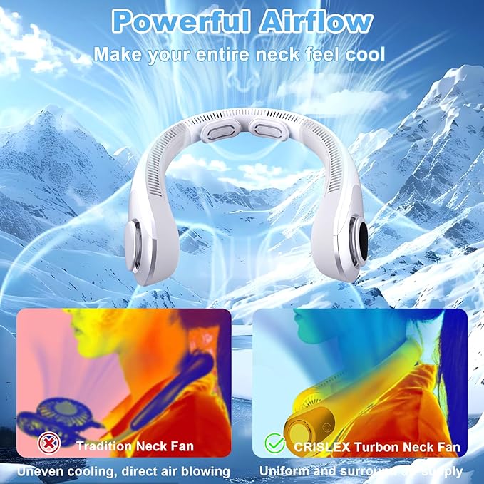 Portable Neck Fan that Blow Cold Air, LED Display, Rechargeable Hands-Free - Image 4