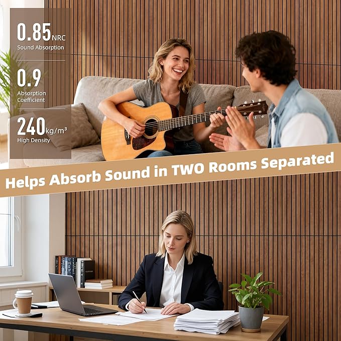 TO-TH Wood-Look Sound Panels, 4 Pack 47.2” x 23.6” Soundproof Wall Panels - Image 4