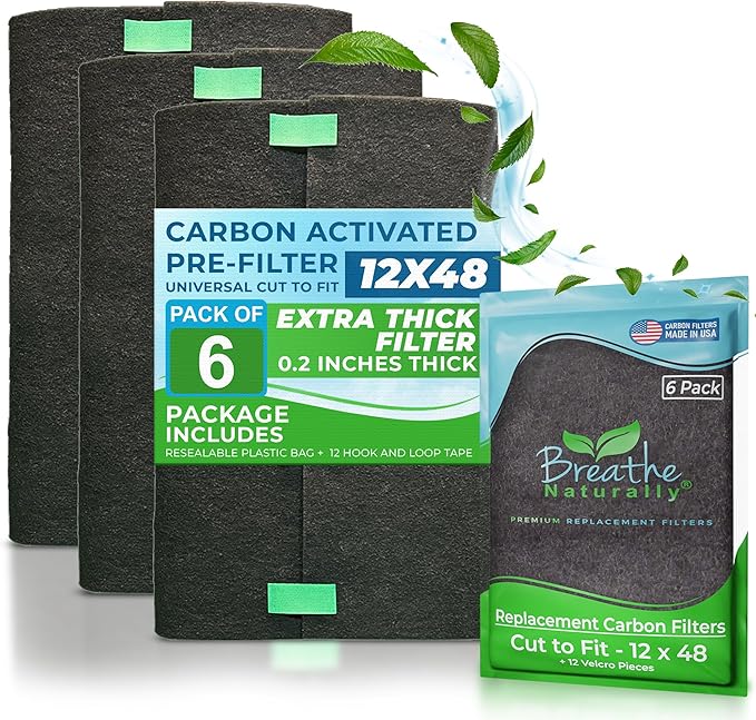 Breathe Naturally Universal 12x48 Cut-to-Fit Activated Carbon Filter Charcoal by BreatheNaturally