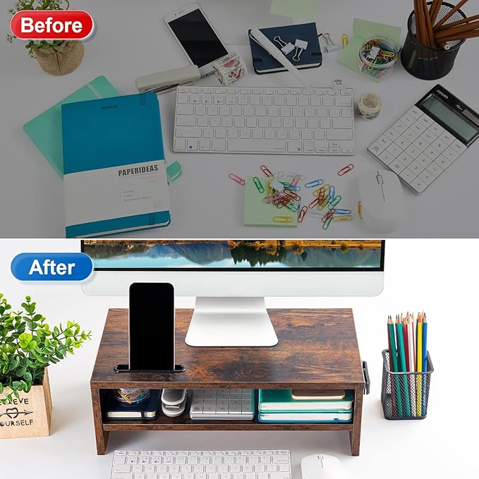 Marbrasse 16.5 Inch Monitor Stand, 2 Tier Computer Monitor Riser - Image 5