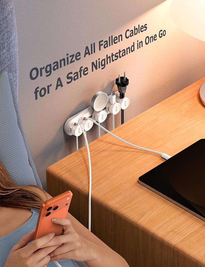 5-in-1 Magnetic Cord Organizer JOYROOM Cable Clips Under Desk Adhesive Cord - Image 8