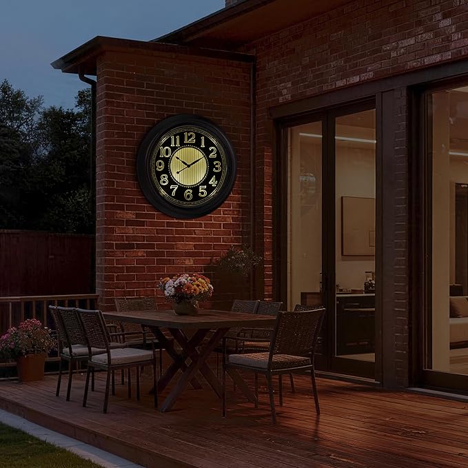 Koosome 18 Inch Lighted Wall Clock Outdoor Clocks - Image 3