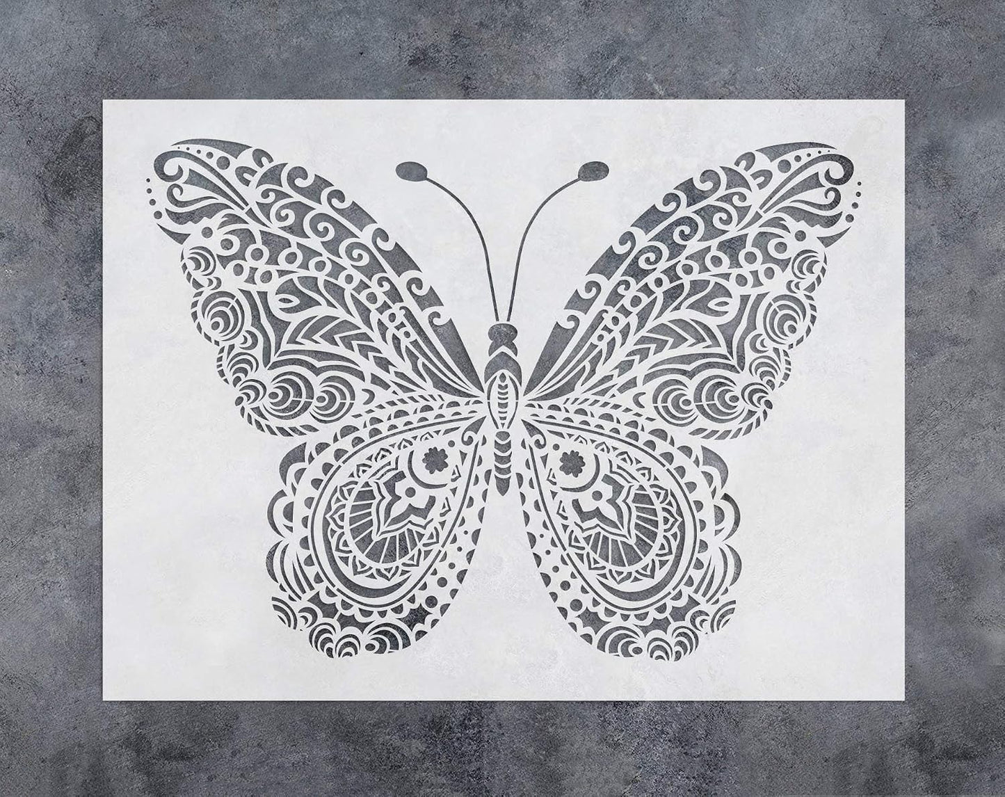 GSS Designs Butterfly Wall Decor Stencil - Mandala Butterfly Stencil (12x16 Inch) Painting on Floor Wall Fabric Furniture Wood Stencils -Reusable Template for Wall Decals Transfer(SL-024)