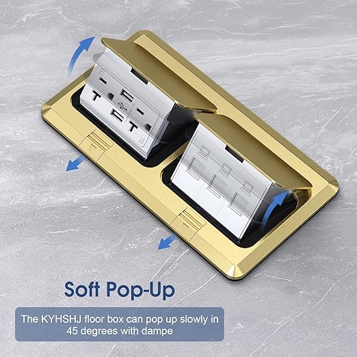 KYHSHJ Dual Pop-Up Floor Electrical Outlet Box Kit，20 Amp Stainless Steel USB - Image 3