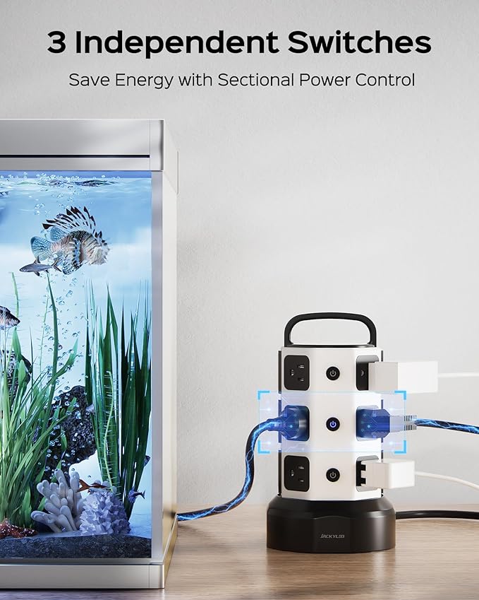 Power Strip Tower Surge Protector, JACKYLED 1625W 13A Outlet Surge Electric - Image 4