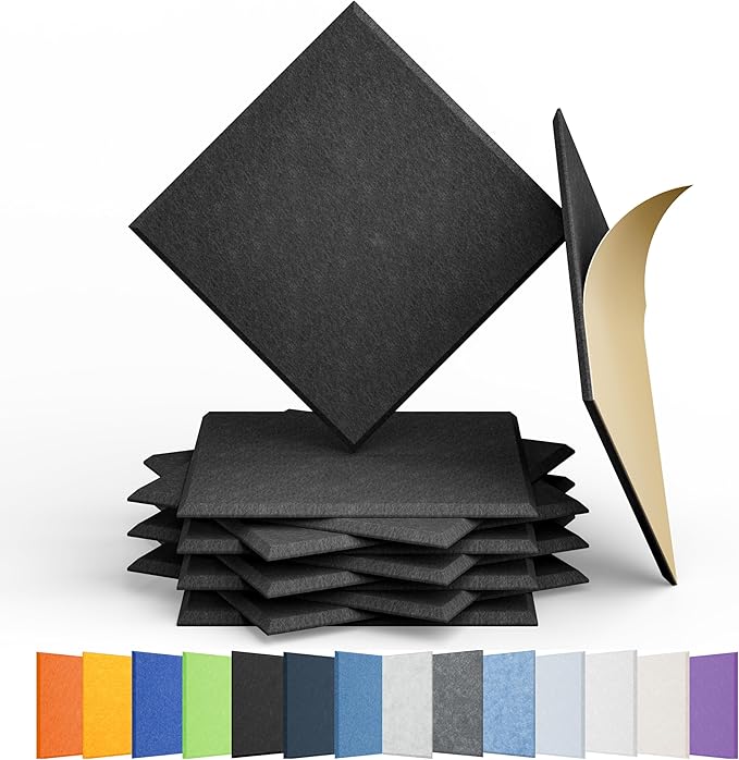 Amantech 12 Pack Acoustic Panels Self Adhesive Sound Proof Foam, High Density by Amantech