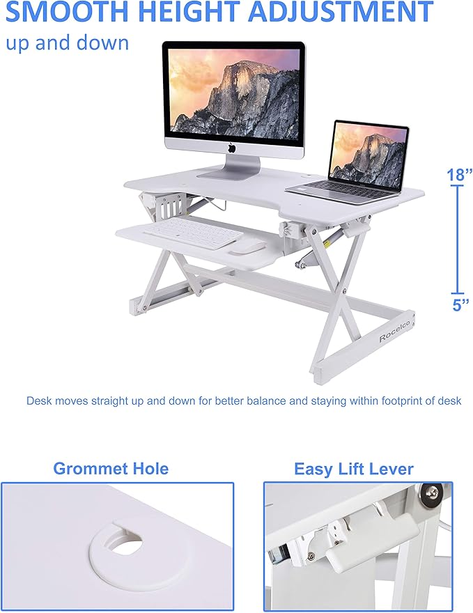 Rocelco 32" Height Adjustable Standing Desk Converter - Image 2