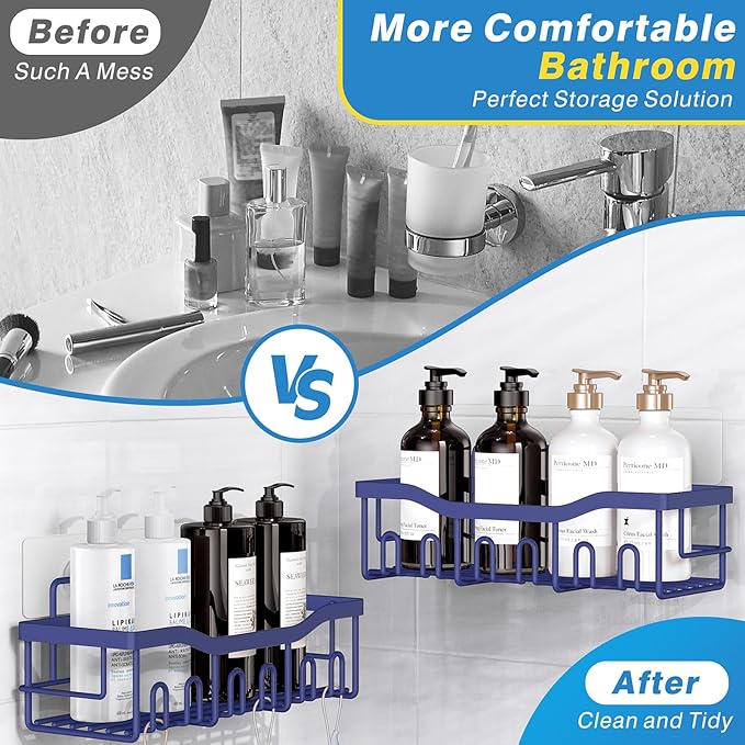EUDELE 5-Pack Rustproof Stainless Steel Shower Caddy – No Drill Adhesive - Image 3