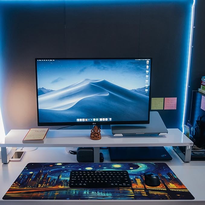 Eflxamz Desk Pad, City Starry Night Desk Mat, Abstract Oil Painting Large - Image 6