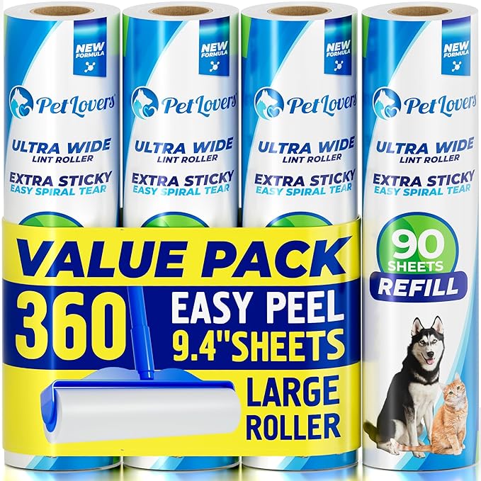 PetLovers Extra Sticky Floor Lint Roller 4 Pack of Refills Only by PetLovers
