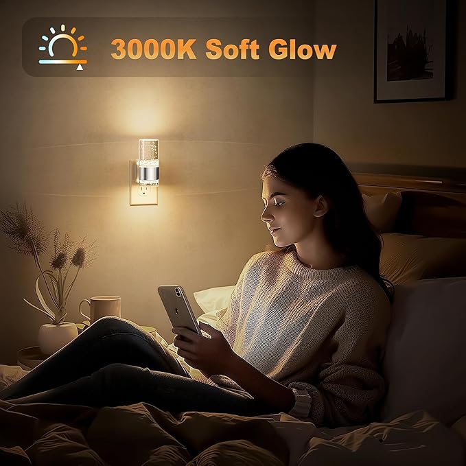 JandCase Night Light, Night Lights Plug into Wall, 2 Pack 3000K Warm White LED - Image 5