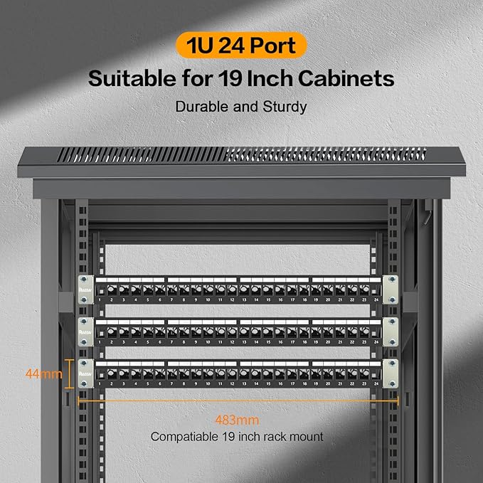 PBAEGAV 24 Port Patch Panel Blank UTP/STP 1U 19“ Keystone Patch Panel - Image 7