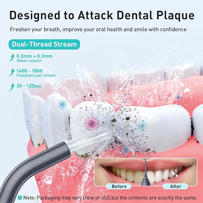COSLUS Water Dental Flosser Teeth Pick: Portable Cordless Oral Irrigator 300ML - Image 2