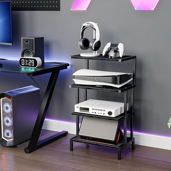 Aquzee Media Stand, Gaming Shelf, 4 Tier Small Electronics Shelves Video Game - Image 2
