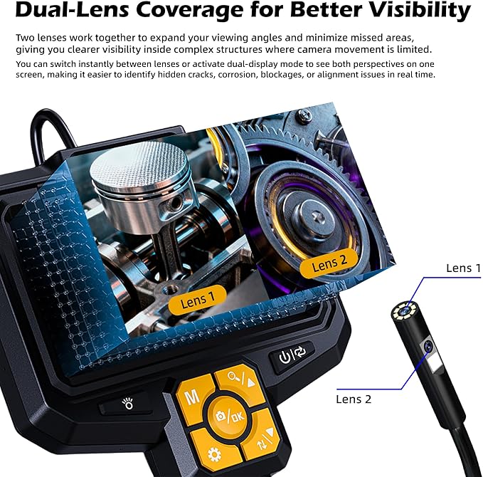 5" Dual-View Handle Endoscope Camera, 2MP Front&Side Lens, IP67 Waterproof 5M - Image 4