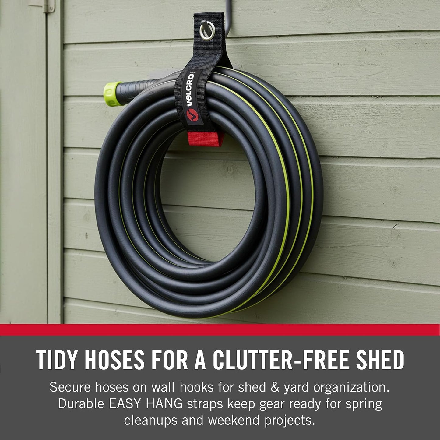 VELCRO Brand Easy Hang Extension Cord Holder Organizer Variety Pack | Holds 60-100lbs, Heavy Duty Straps Fit Easily on Hooks or Nails | Perfect for Garage Organization | 3-pk 10", 14" and 18", Black