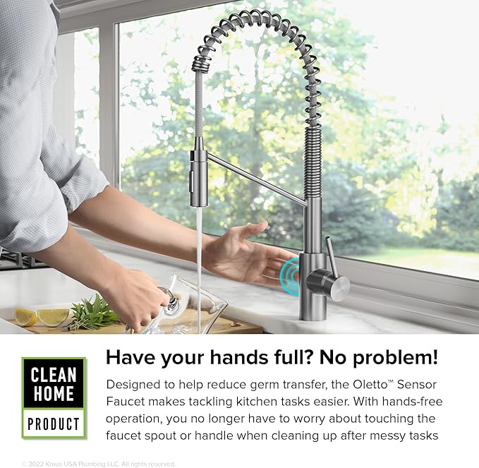 KRAUS Oletto Touchless Sensor Commercial Pull-Down Single Handle Kitchen Faucet - Image 6