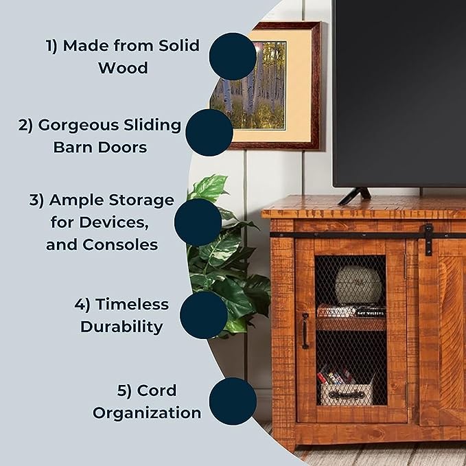 Martin Svensson Home Omaha Solid Wood TV Stand, Honey Tobacco - Image 3