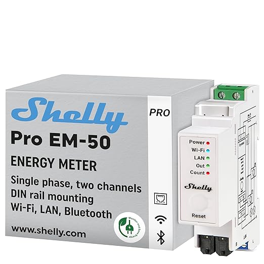 Shelly Pro EM 50A | Wi-Fi & LAN Energy Meter by Shelly