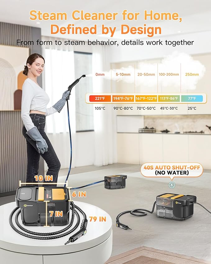 Gautye Steam Cleaner, 3 Level Adjustable Handle, 10s Heat Up, 2.11 Quarts Tank - Image 3