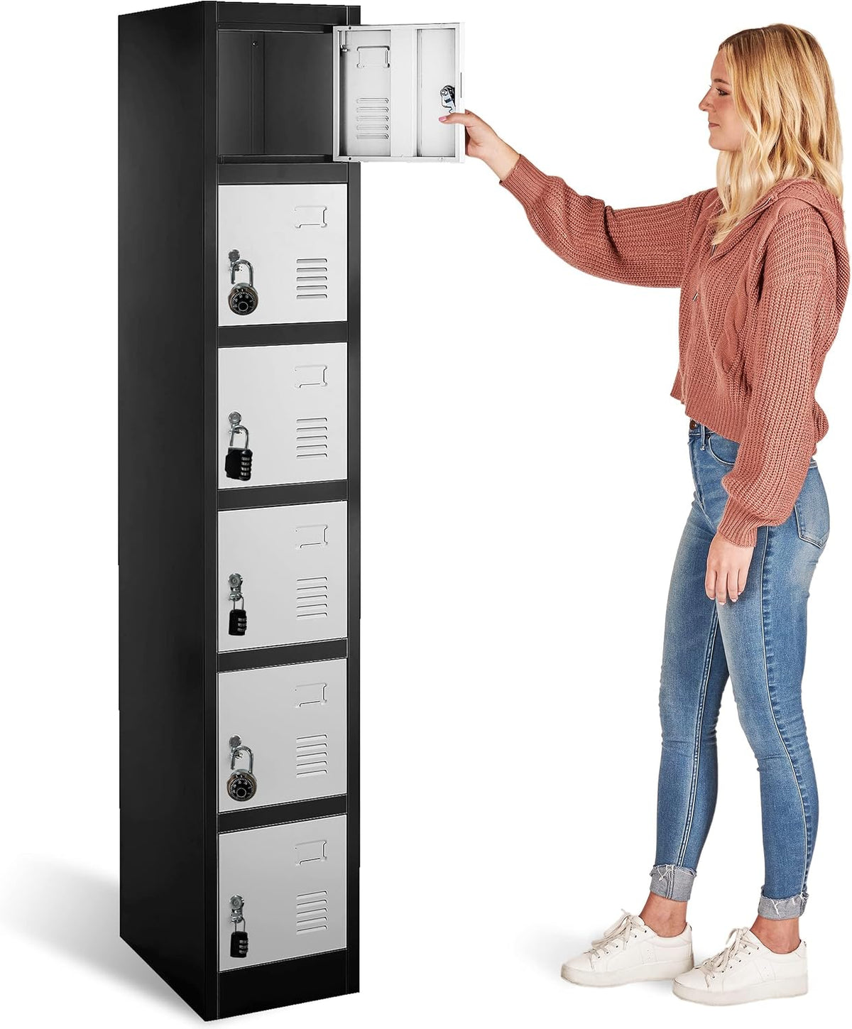 71" heavy-duty steel locker cabinet (6-door 6-tier), main product view