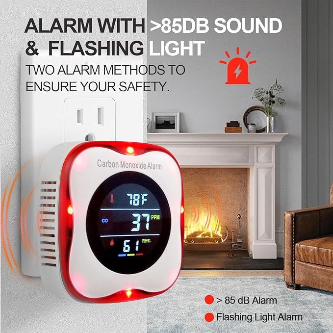 Vzmcov Plug-in Carbon Monoxide Detector - Image 4
