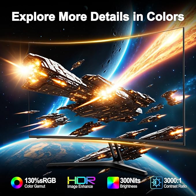 SANSUI 24 Inch Curved Gaming Monitor up to 180Hz MPRT 1ms - Image 8