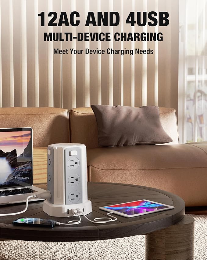 Power Strip Surge Protector, 10 Ft Extension Cord - Image 5