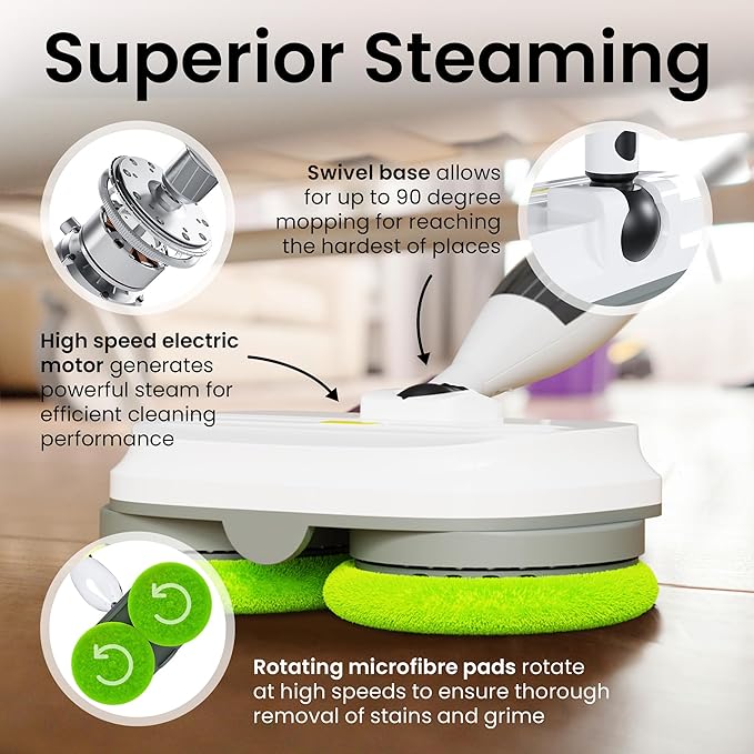 Elev8 Prestige Electric Steam Mop – 15-in-1 Detachable Floor Scrubber - Image 2