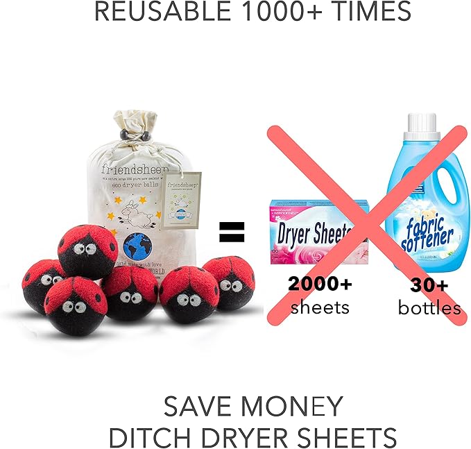 Friendsheep Wool Dryer Balls, Organic Reusable Fabric Softener Alternative - Image 2
