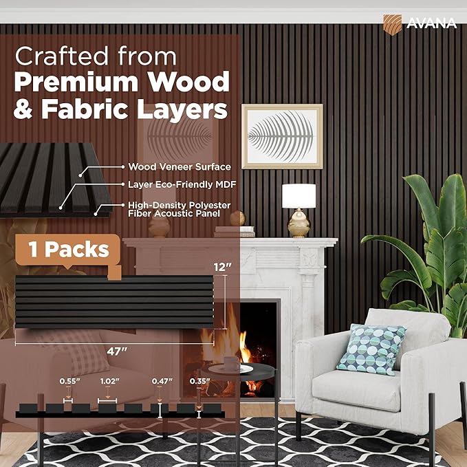 Avana Acoustic Wood Wall Panels – 47.2 x 12.6 Inch Smoke Oak Acoustic Panels 1 - Image 4