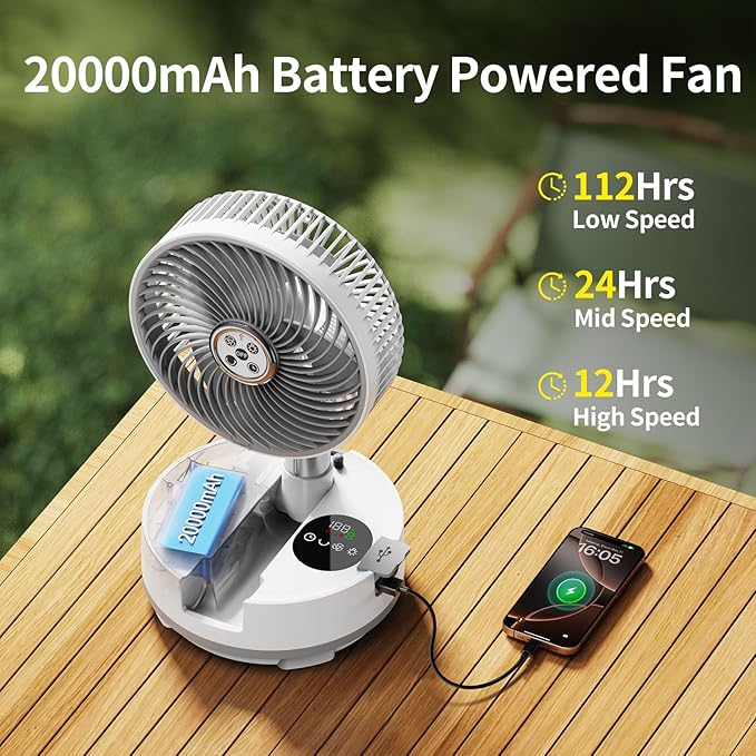 Socool 20000mAh Portable Fan Foldable Wireless Battery Rechargeable - Image 2