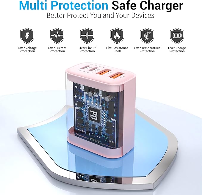 TT&C USB C Block 40W, 4 Ports Wall Plug Fast Charging Block, PD+QC Multiport - Image 2