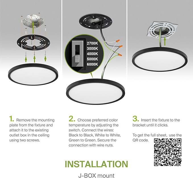 ASD LED 12" Round Flush Mount Ceiling Light Fixture, Low Profile Surface - Image 9
